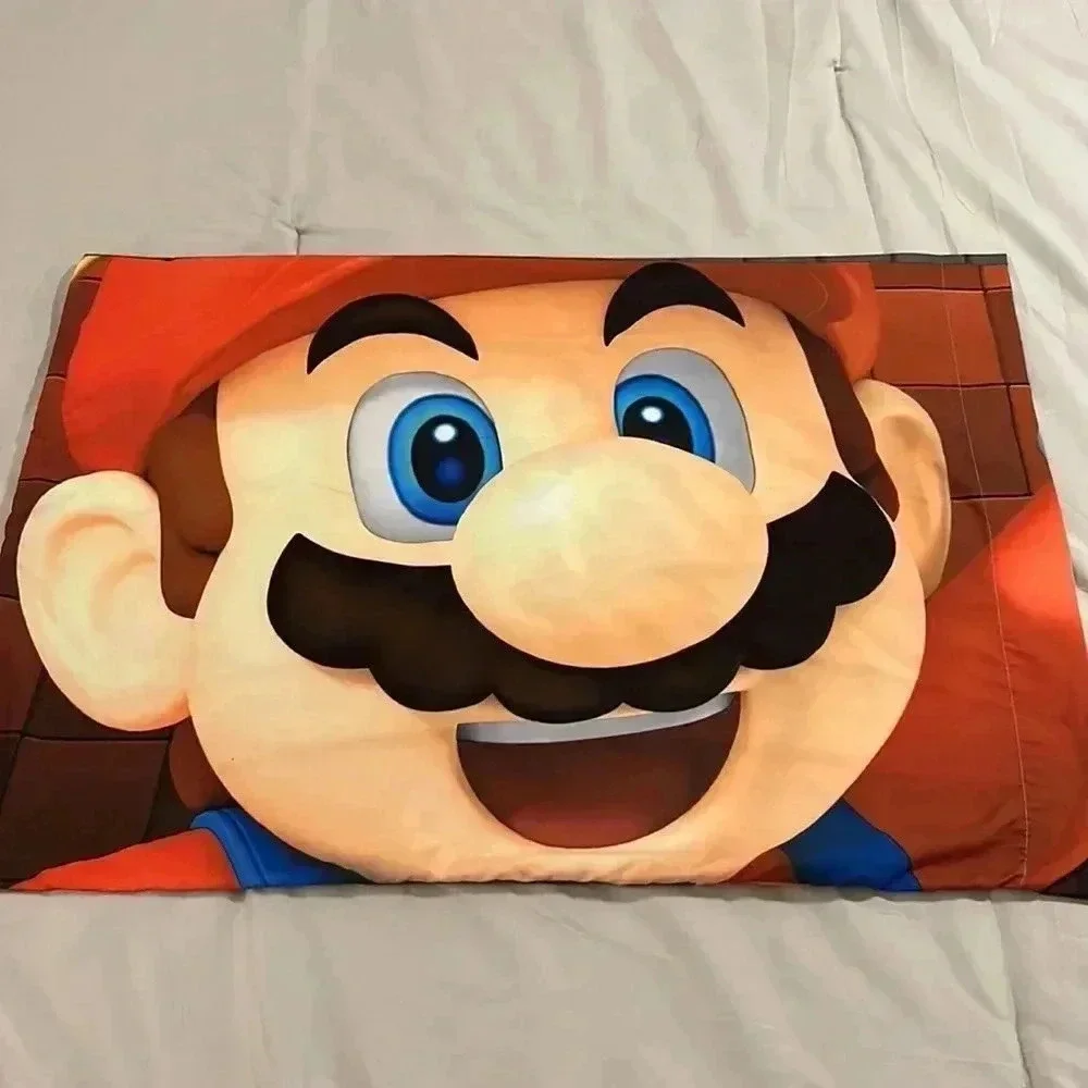 Nintendo Super Mario brothers standard pillow case double sided Luigi Yoshi
